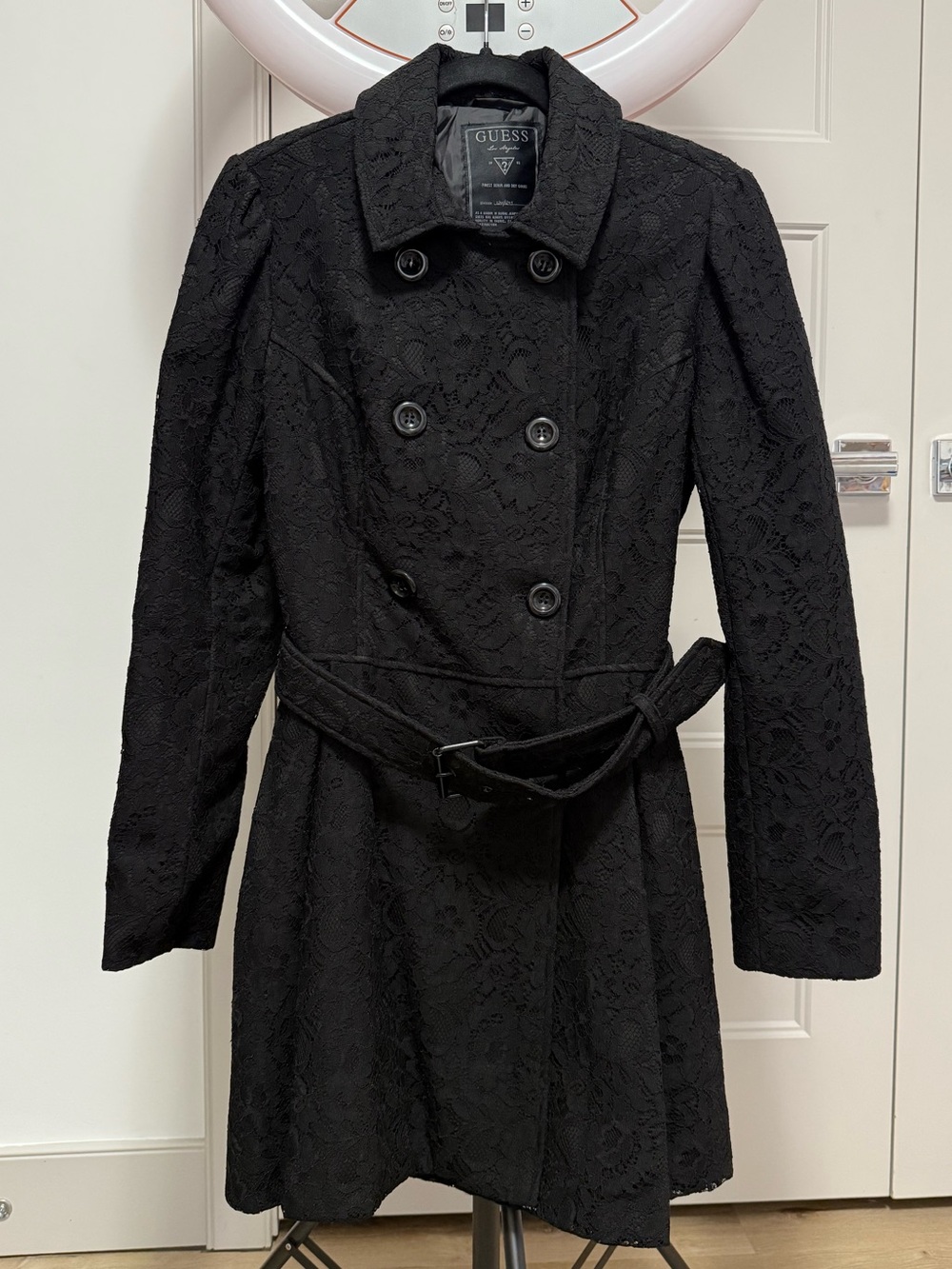 Guess Embroidered Dress Coat - Black